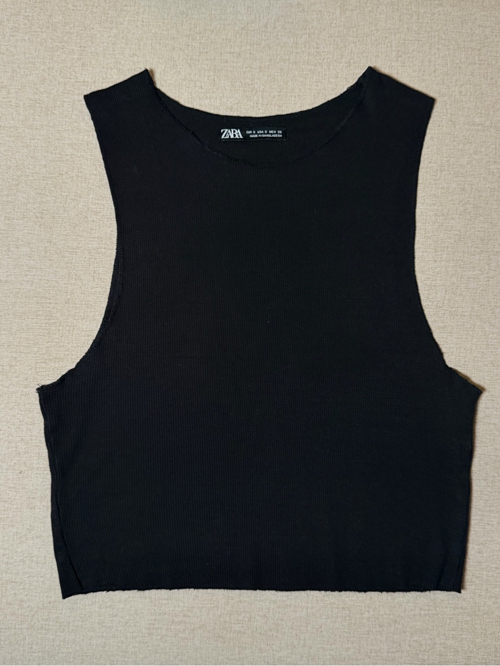 Zara Black Ribbed Cropped Tank